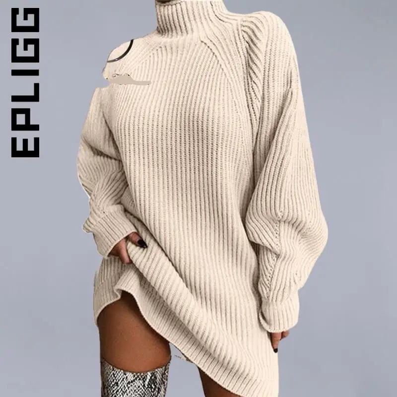

Epligg модный вязаный свитер женский мягкий женский Элегантный Повседневный свитер водолазка винтажное платье женские платья