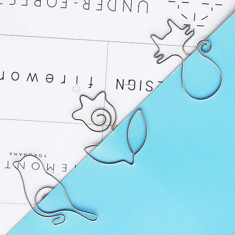 

Зажим для бумаги в форме милых мультяшных животных, 50 шт./партия, металлическая Закладка, креативный Забавный зажим для книг, зажим для сообщений из нержавеющей стали