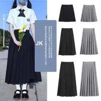 Japanese School Girl Uniforms Solid Color Pleated Skirt JK Suit Black Grey Dress Student Short/Middle/Long Academy Style Bottoms