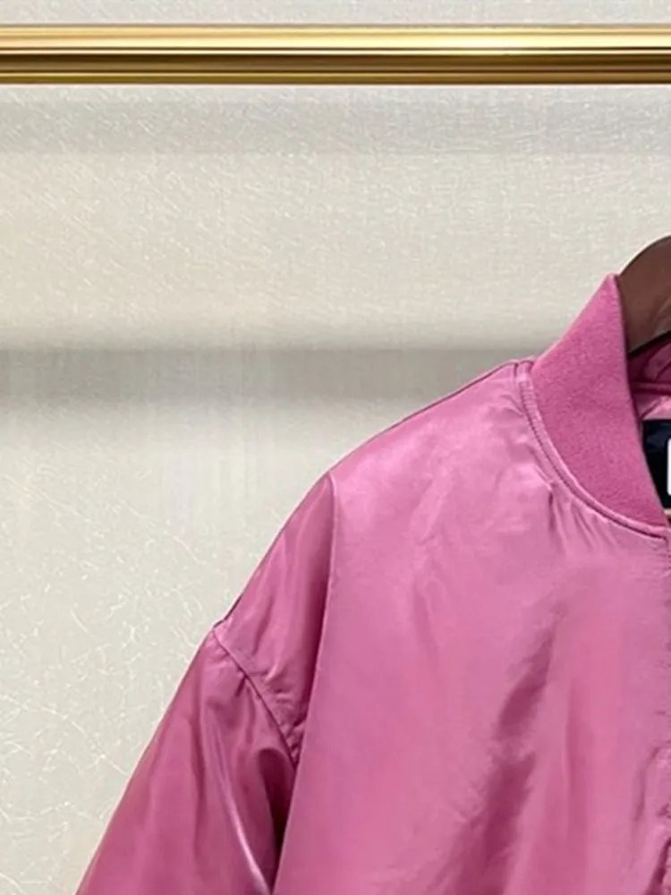 

Женская бейсбольная куртка на молнии с длинным рукавом и воротником-стойкой