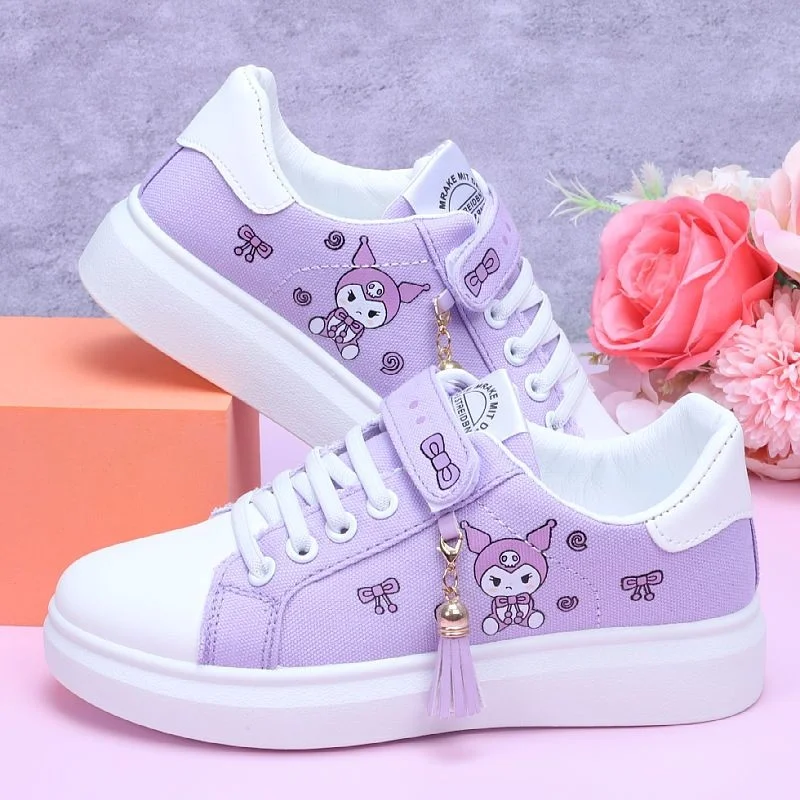 

Sanrio Kuromi girl canvas shoes 2023 spring autumn sports shoes children's soft-soled sneakers student skate shoes casual shoes