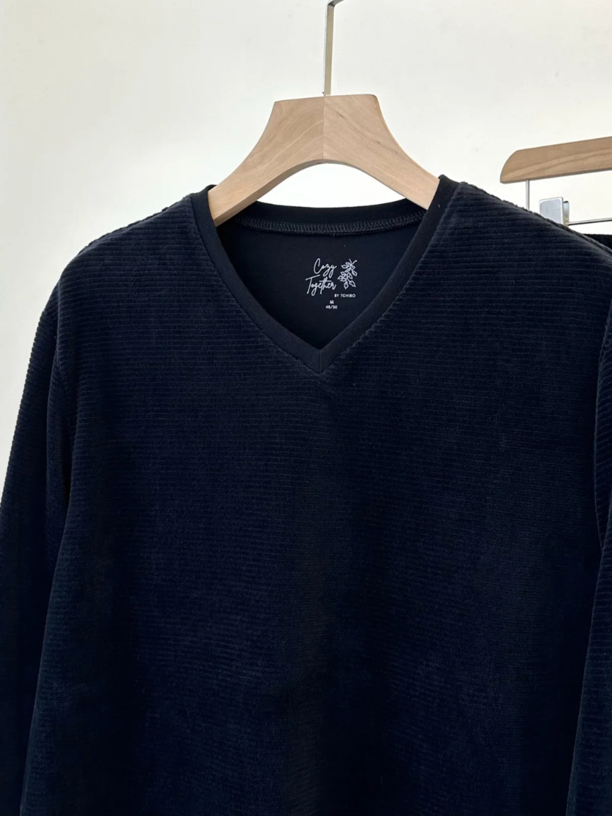 Мужской осенне-зимний бархатный Теплый черный комплект TCM с длинным рукавом