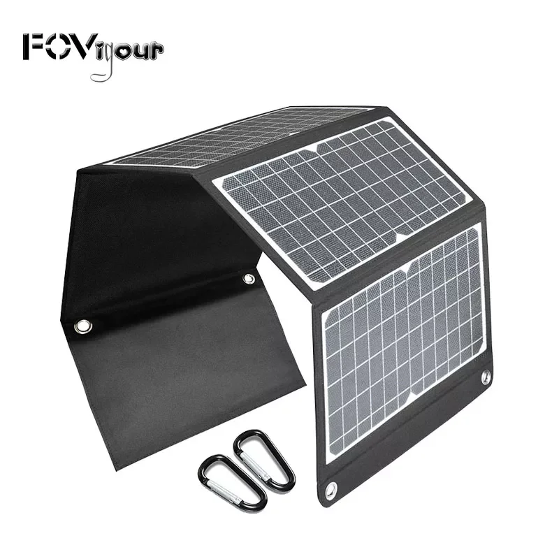 

2023New Fovigour 30W Foldable Solar Panel with 3 USB Support QC 3.0 Portable Solar Charger Fast Charge for Phones and Outdoor Ca