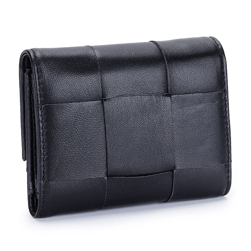 6 color 2023 new 100% sheepskin woven small wallet Women's leather Wallet large capacity short wallet zipper zero wallet