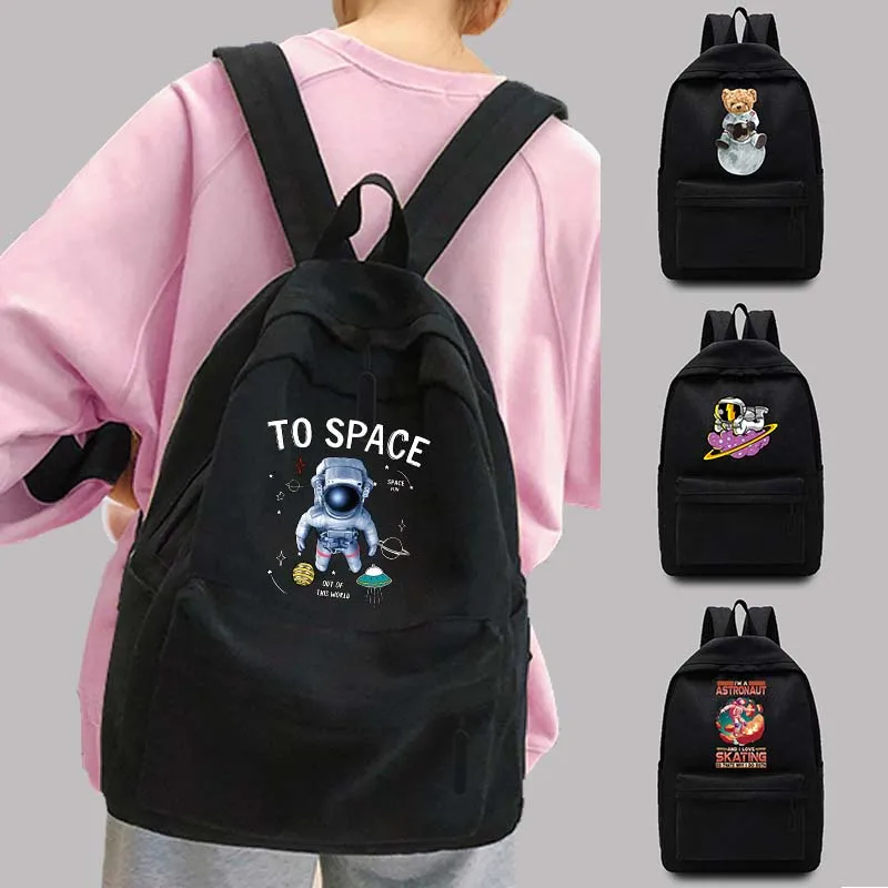 

Women's Large Backpack Teen Laptop Bag Astronaut Pattern Harajuku Sports Organizer Unisex Travel Backpacks College Shoulder Bags