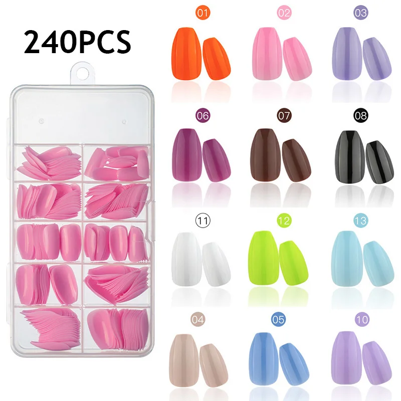 

240 шт., однотонные накладные ногти для женщин, 2022