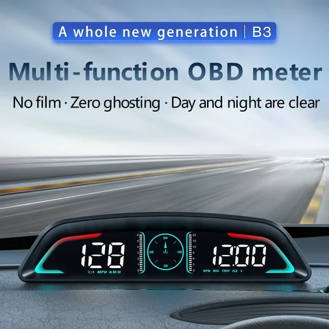 AD B3 OBD2 HUD Проекционный Дисплей Спидометр Автомобильный Тахометр С Датчиком Температуры Воды Вольтметр Расхода Топлива Ав...