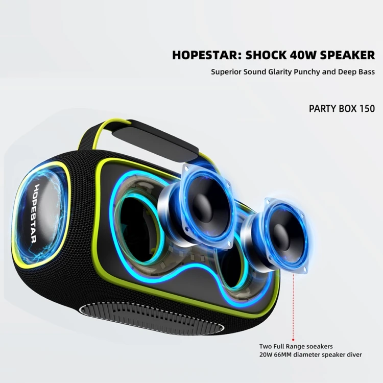 Фото Прямые продажи: HOPESTAR Party Box 150, 40 Вт, портативная уличная колонка с защитой IPX5, беспроводная, со встроенным микрофоном №4