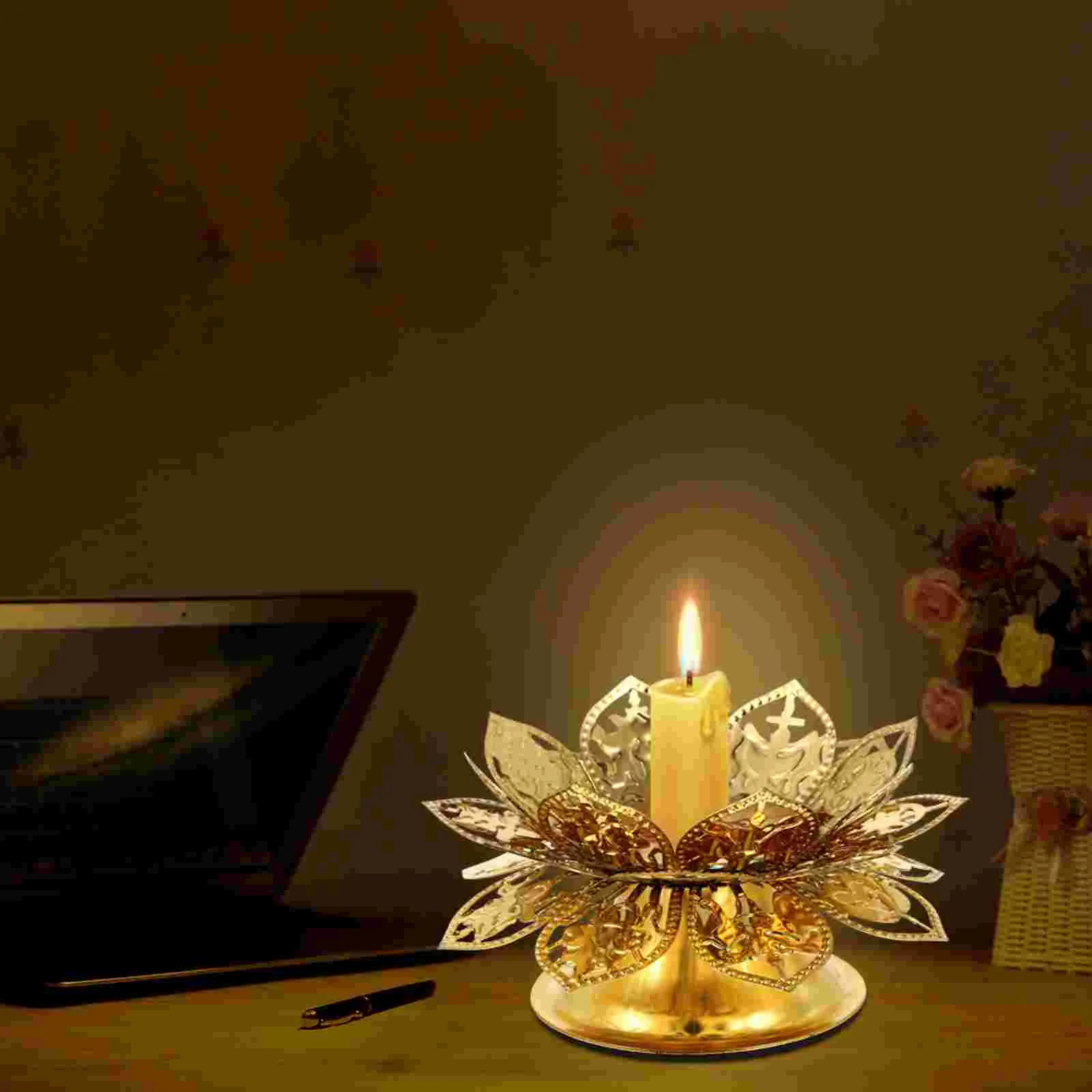 

Metal Candlestick Lotus Candle Holder Butter Lamp Holder Adornment