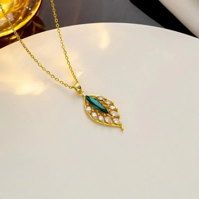 Новое золотое ожерелье в виде листьев простое легкое высококачественное