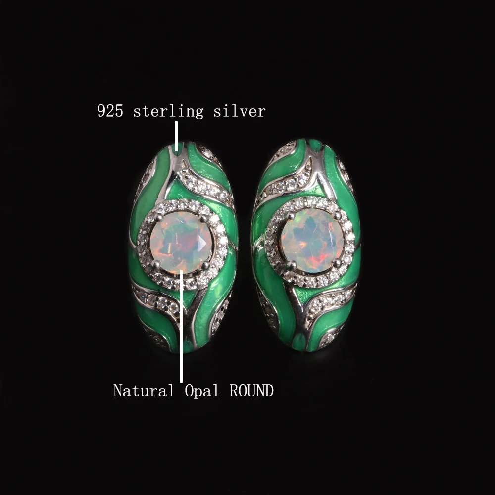 Винтажные декоративные серьги October Birthstone с натуральным опалом серебро 925 пробы