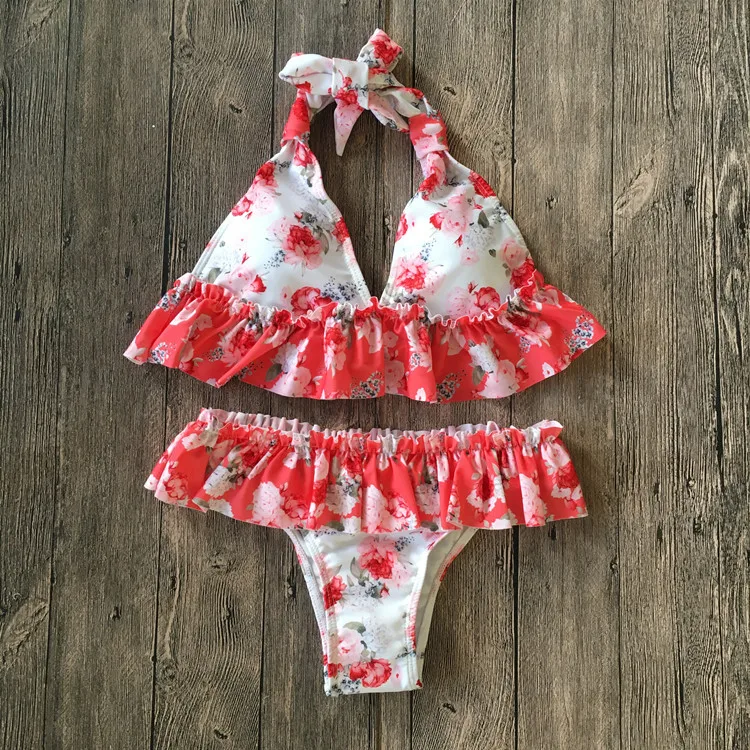 

New Printed Two Piece Bikini Sexy Low Waist Swimsuit Women Halter Bandage Swimwear Backless Summer Beachwear S~XL
