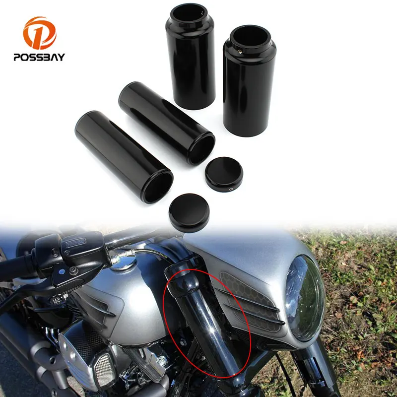 

Complete Tube Protective Cap Kit Motorcycle Full Fork Boot Cover Set for Harley-Davidson Softail FXSB Breakout 2013 - 2017 Black