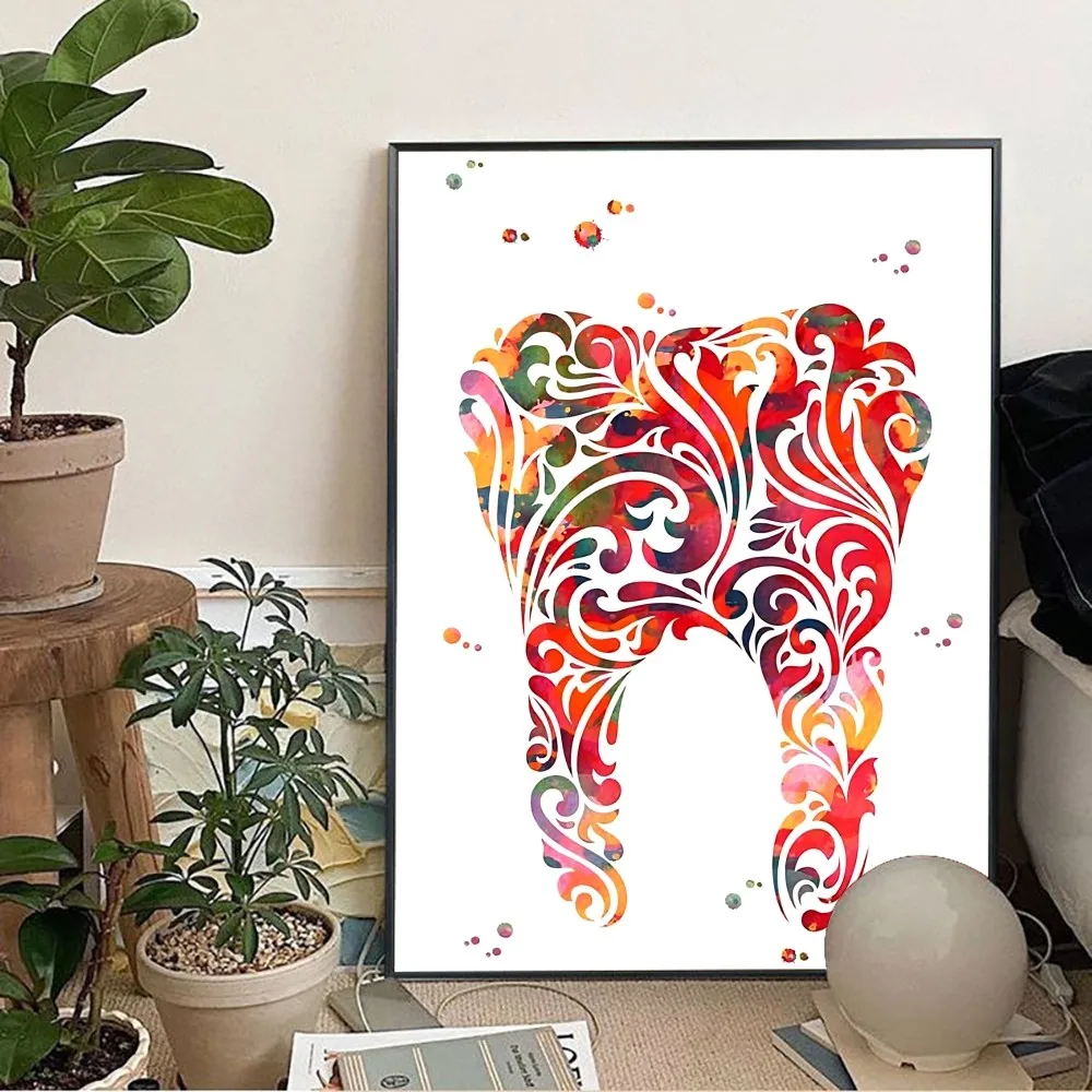 Painting Teeth Art Classic Small Size Poster Kraft Paper Vintage Wall Study Aesthetic St