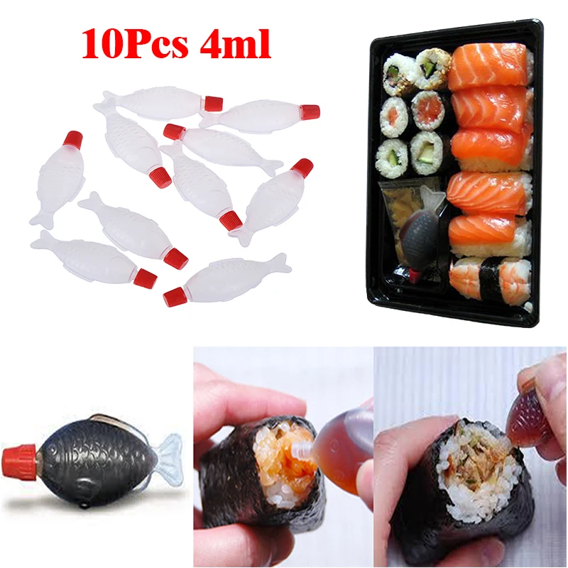 10Pcs 4ml Fish Shaped Soy Sauce Disposable Sauce Bottle Rice