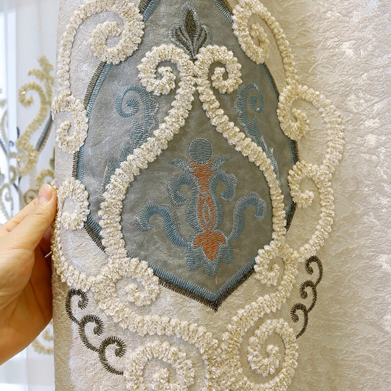 

2022 New Blackout European Style Embroidered Curtains Curtains for Living Dining Room Bedroom