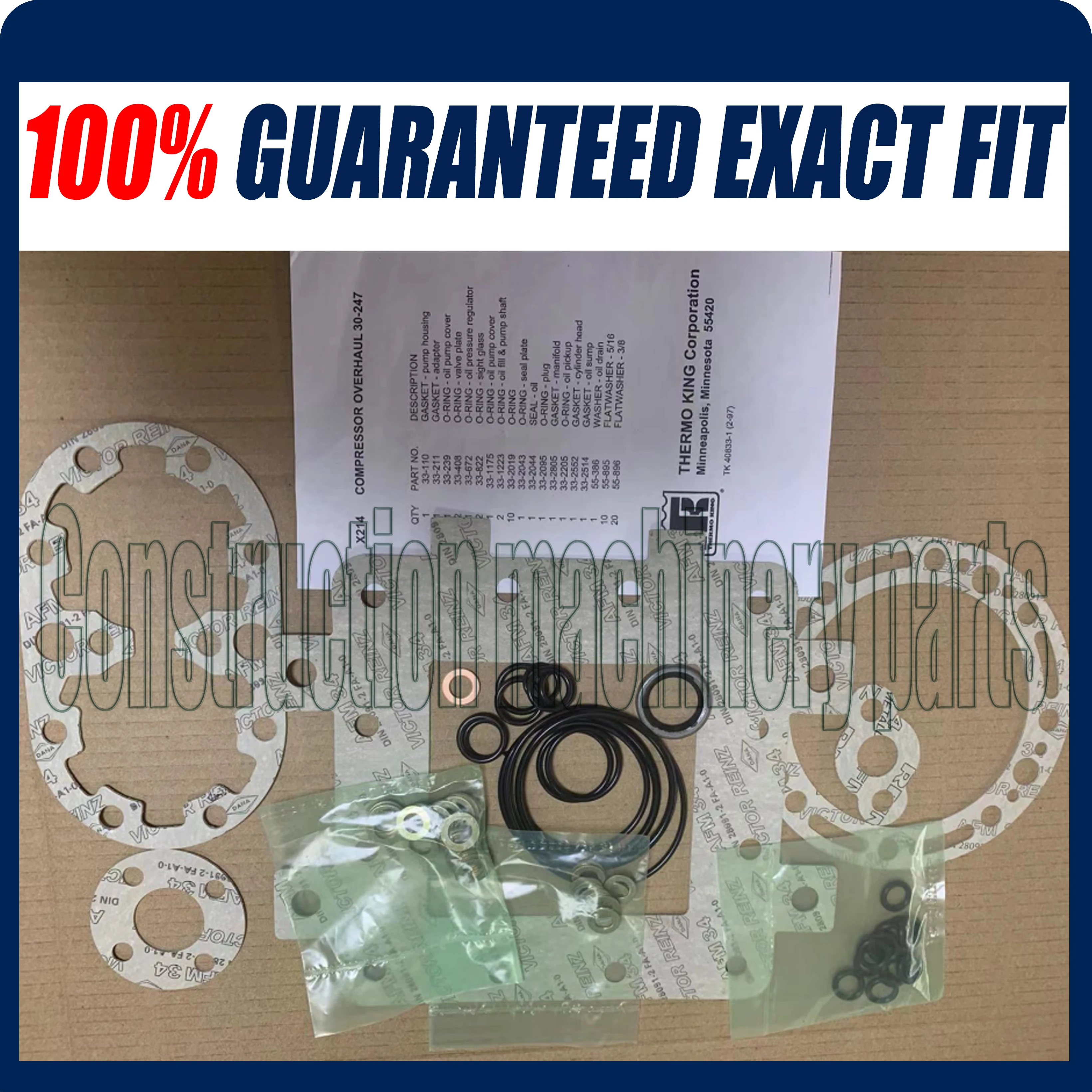 300247 GASKET SET COMPRESSOR FOR THERMO KING X214 / D214 30-0247 REPLACEMENT