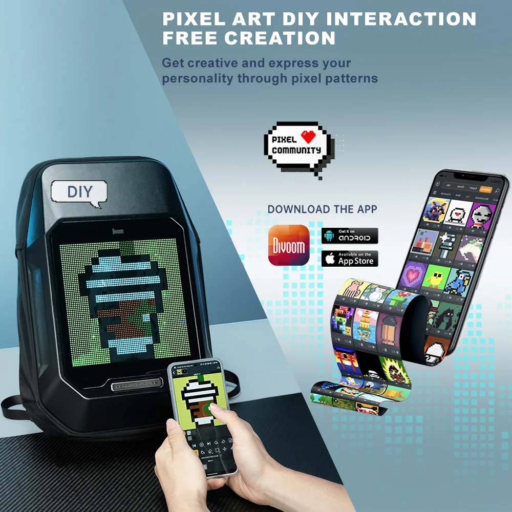 Инновационный рюкзак DIVOOM Cyberbag со светодиодной подсветкой локомотивный с