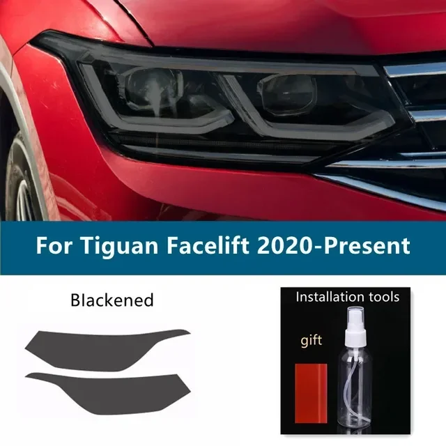 

Для Volkswagen VW Tiguan R Line Facelift 2020 2021, защитная пленка для фар автомобиля, задний фонарь, прозрачная черная наклейка из ТПУ