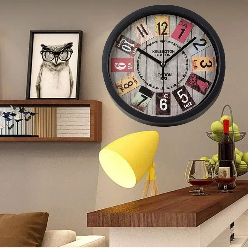 Круглые Настенные часы в стиле ретро Креативные украшения на стену с номерным