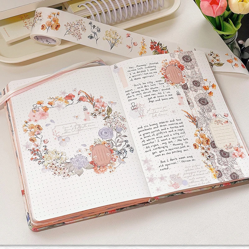 

Orginal Journaling Masking Flower Brand Bouquet Washi Scrapbooking 3/4rolls Tape Wide Tapes Canada Die-cutting With Material