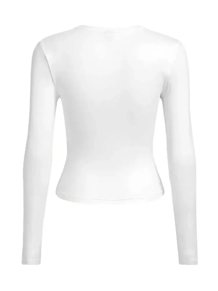 Женский кроп-Топ с длинным рукавом и 3D-принтом в стиле пэчворк