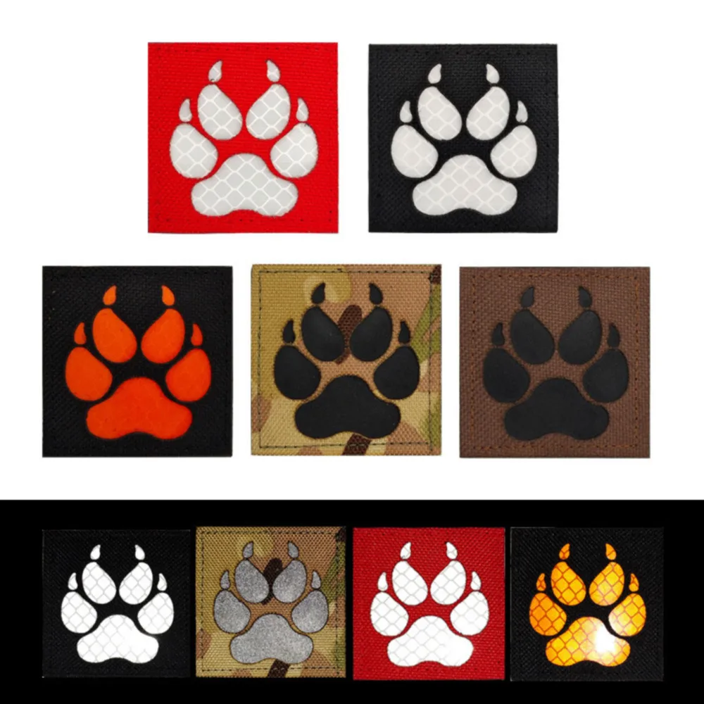 

Dog Paw Infrared Reflective Personality Morale Badge Pet Dog Backpack Hat Sticker K9 Hook & Loop Patches for Clothing