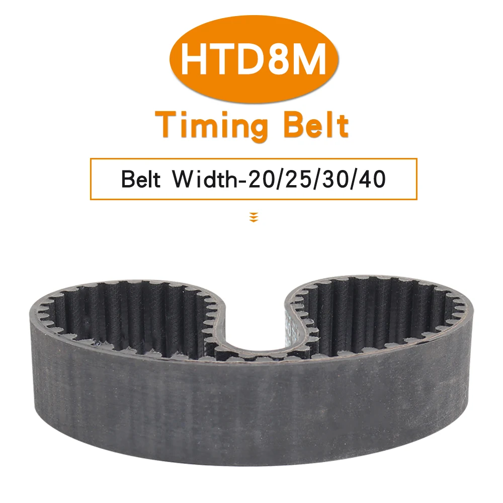 

Pulley Belt HTD8M-512/520/528/536/544/552/560/568/576/584/592 Rubber Synchronous Belt Width 20/25/30/40 mm For 8M Timing Pulley