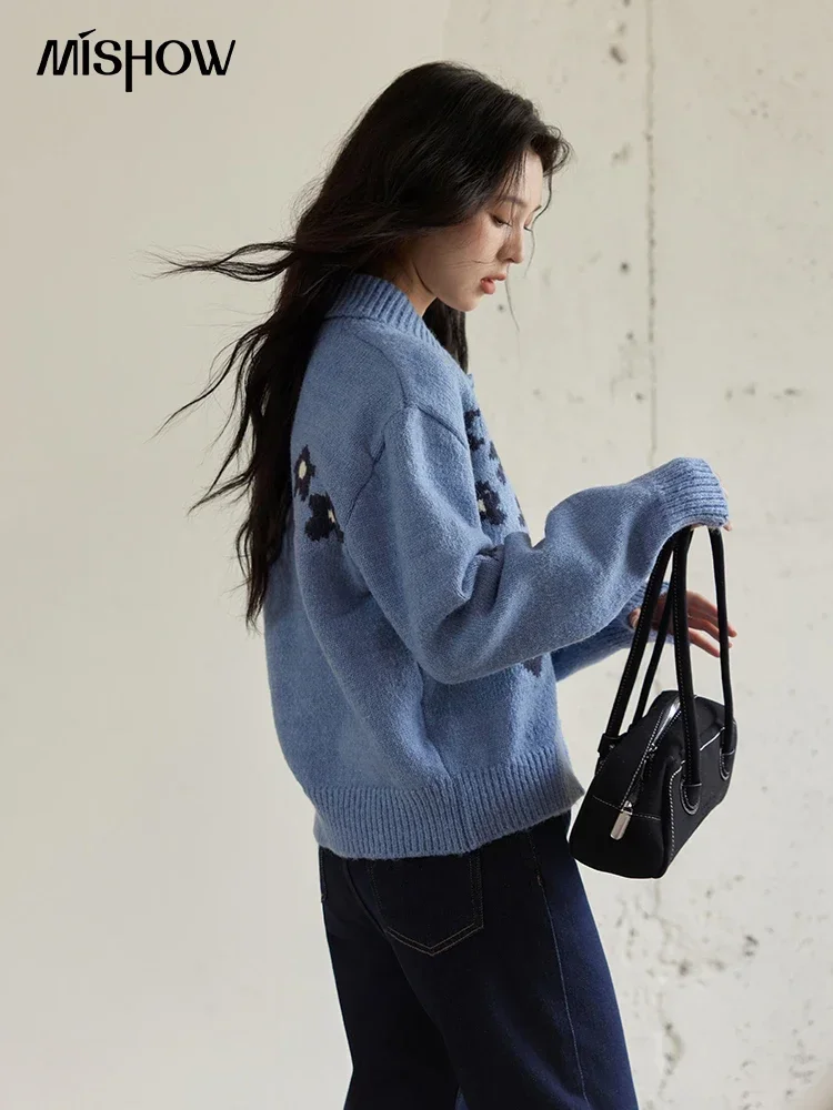 MISHOW винтажный жаккардовый свитер кардиган для женщин осень-зима 2024 элегантный
