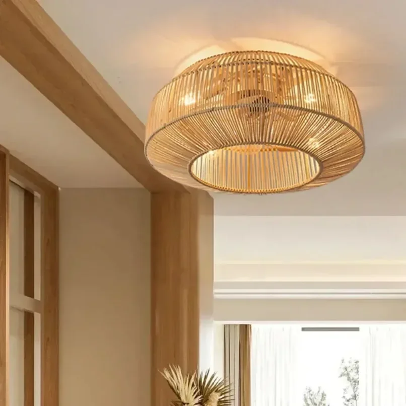 Минималистичный Американский бамбуковый ткацкий потолочный вентилятор