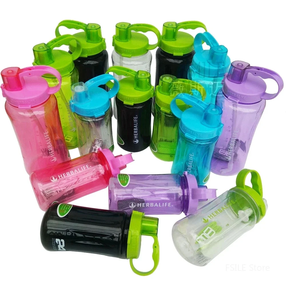 

1000/2000ml High Quality Drop Resistance Handgrip Food Grade Plastic Sports Hiking Clover Herbalife Portable Water Bottle