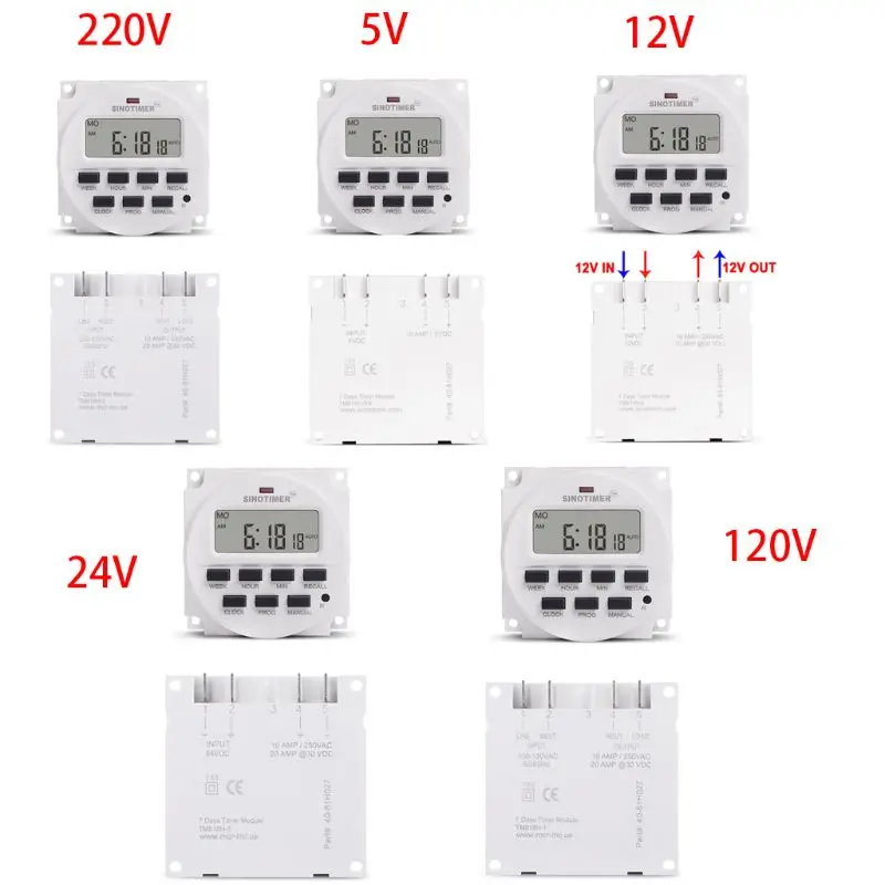 

TM618H 5V 12V 24V 120V 220V Digital Output 7 Days Weekly Programmable Timer Switch Time Relay Control