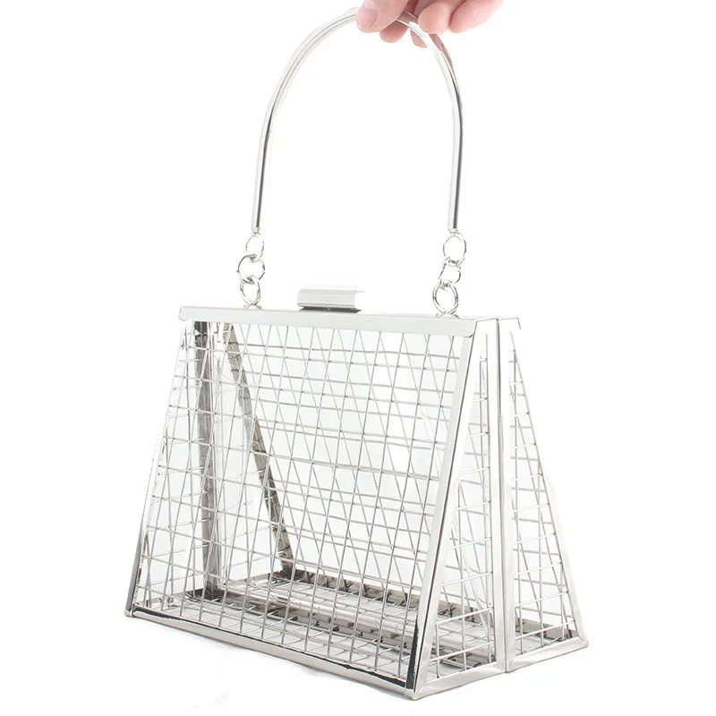 

2023 Hollow Out Women Hangbag 2023 Lady Shoulder Evening Bag Luxury Designe Metal Cages Top-Handle Party Wedding Clutches