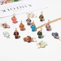 mini 2cm mushroom crystal carving pendant necklace natural stone gold silk thread wire wrapped dream amethyst energy gemstones