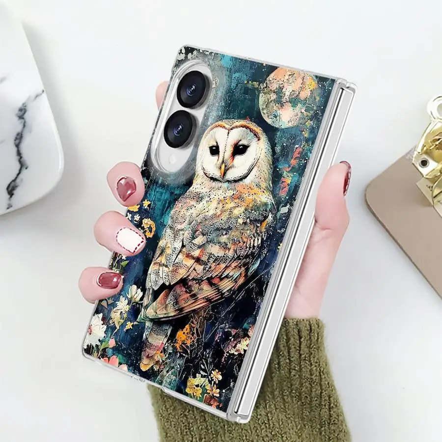 Фото Прозрачный чехол для телефона Owl Art для Samsung Galaxy Z Fold 8, жесткий, из поликарбоната, класса люкс №2