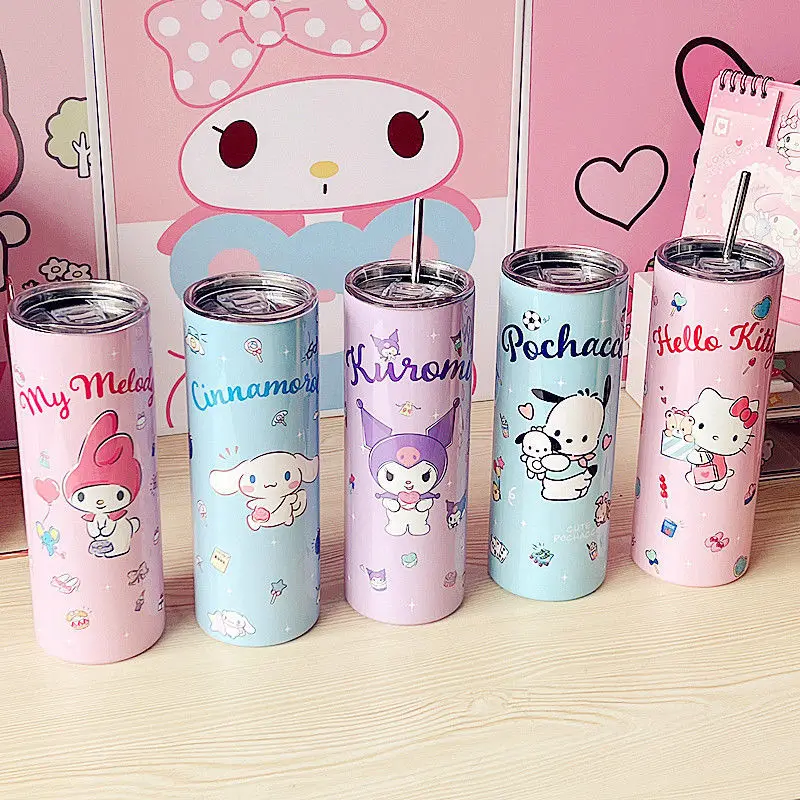 

Cute Sanrioed 304 Stainless Steel Cup Thermal Mug Melody Kuromi Cinnamoroll Anime Cartoon Insulated Bottle Cups Gift for Girls