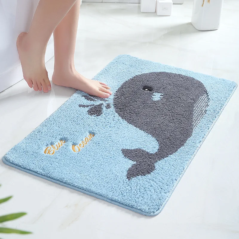 

Home Thick Cartoon Absorbent Bath Mat Cute Animal Non-slip Entrance Door Mats Fluff Fiber Shower Room Rugs Chenille Toilet Mat