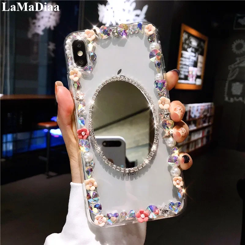 

Luxury Flower Glitter Bling Diamond Mirror Phone Case for Samsung Galaxy S23 Ultra S20 S21 S22 PLUS Note20 Plus Back Cover Capa