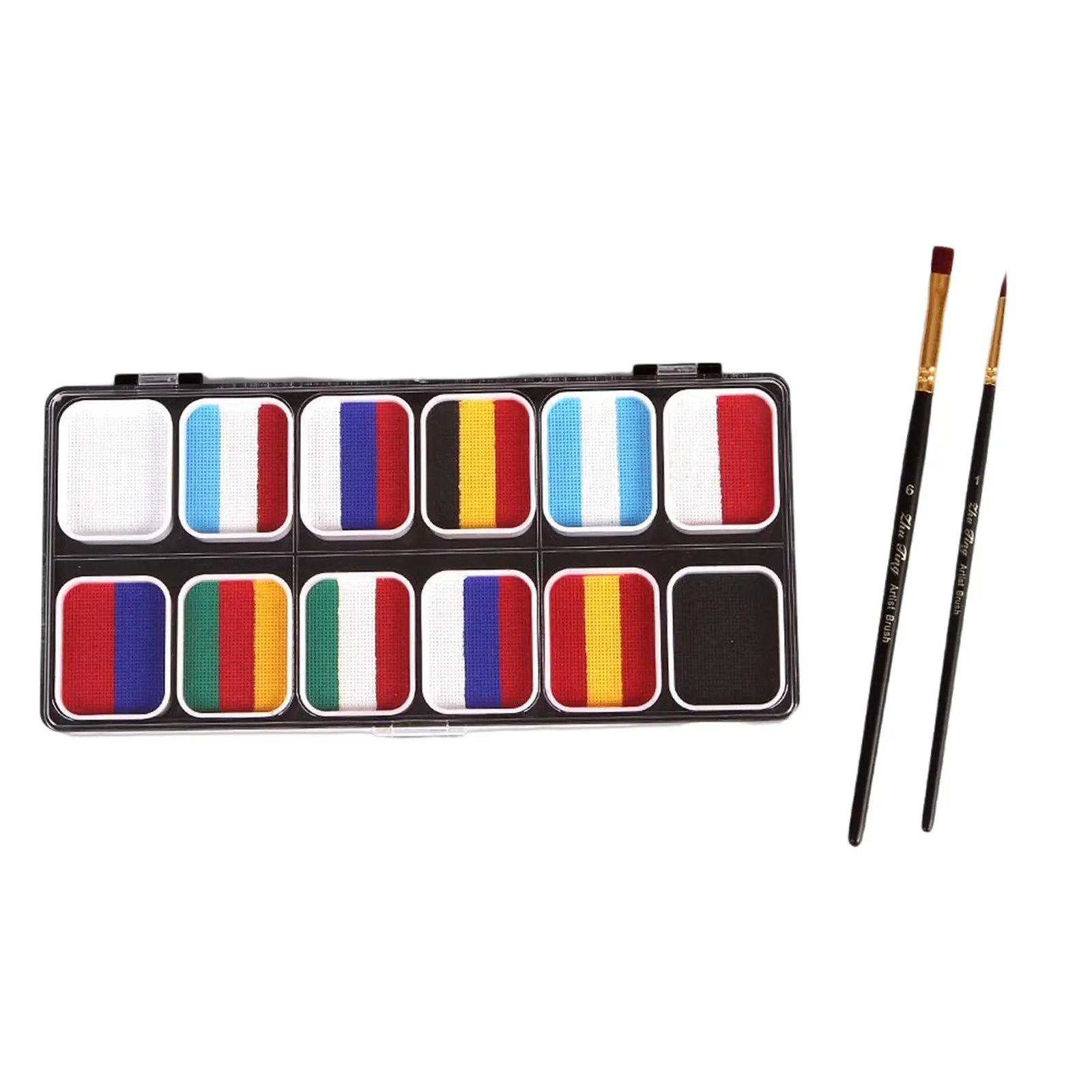 12 ячеек палитра краски для лица и тела краска с 2 кистями профессиональная