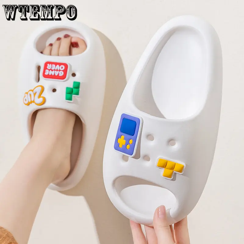 

WTEMPO Cute Summer Slippers Women's Outer Wear Thick-soled Home Non-slip Bathroom Couple Slippers Men Wholesale Dropshipping