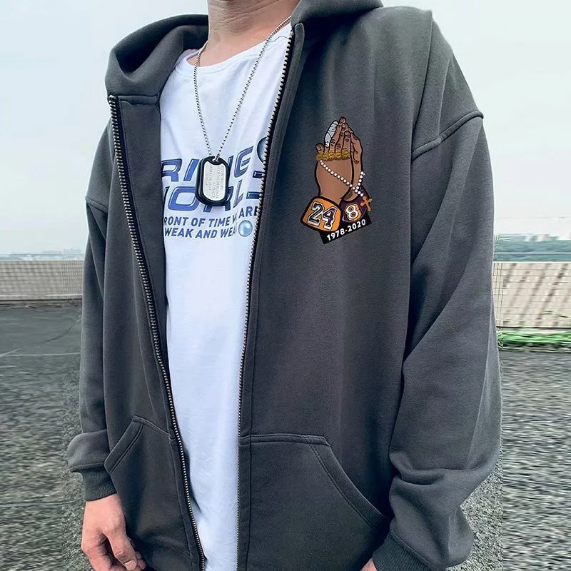 Р. И. П. Худи Mamba с принтом Y2K Мужская Уличная одежда свитшот на молнии капюшоном