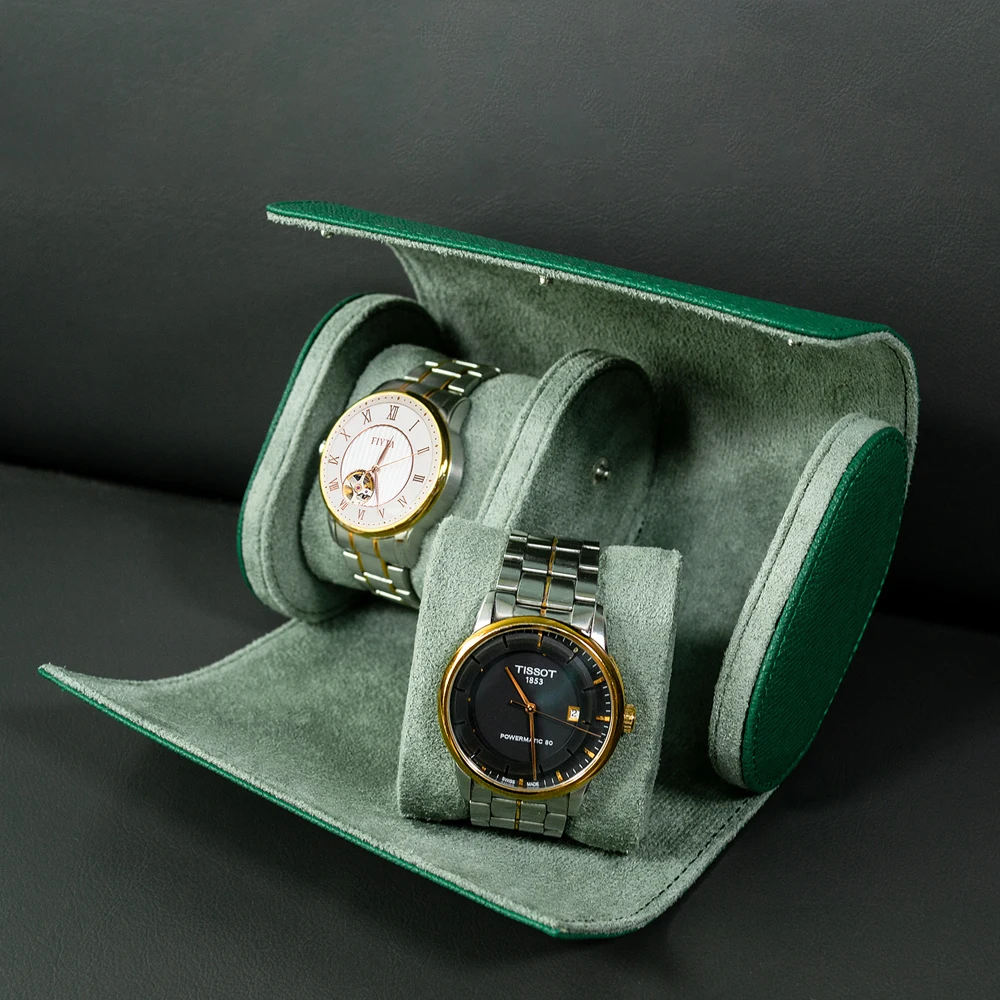 

Портативный кожаный ящик для хранения часов с 2 отделениями, органайзер для часов, чехол для путешествий