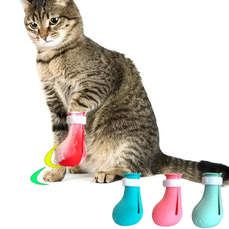 Cat Paw Cover Pet Grooming Supplies Cat Foot Cover Anti-Scratch Cat Shoes Claw Protector For Cat Adjustable Pet Bath Wash Boots