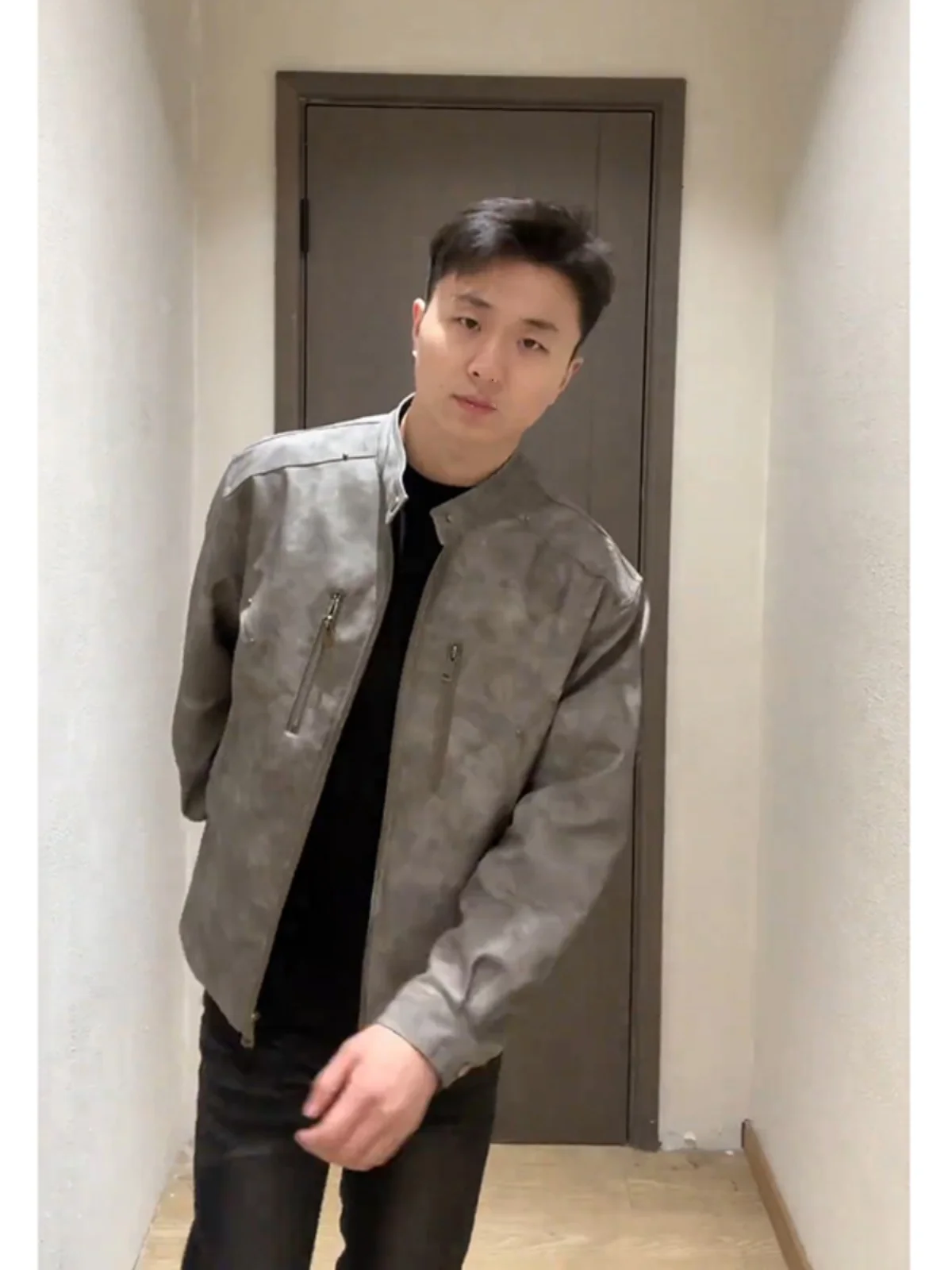 Американское кожаное пальто с заклепками верхняя одежда мужская винтажная