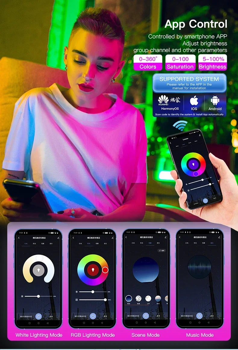 Фото Фотографическая лампа LUXCEO P8 RGB с управлением через приложение, 36000 цветов, 18 Вт, 1200 лм, для студийной съемки, YouTube, киносъемки, подводной фотографии №5