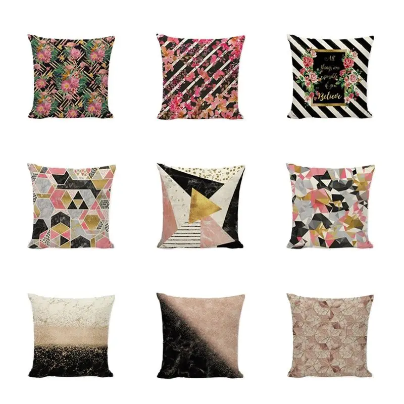 

Мраморная искусственная розовая Золотая декоративная подушка для дома, наволочки для автомобиля, спальни, украшение для дома, наволочка