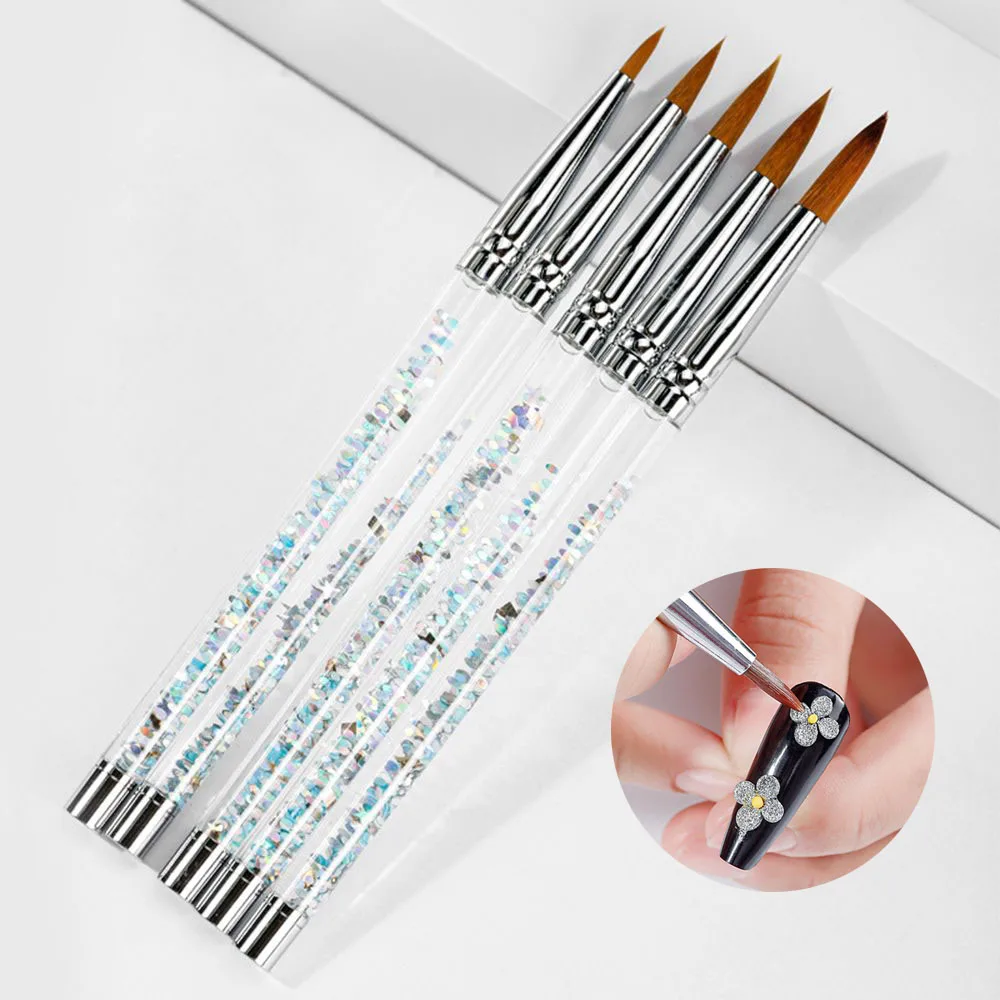 

1Pc Nylon Acrylic Nail Brush For Acrylic Powder UV Gel Nail Polish Brush Painting Pen With Liquid Glitter Handle Nail Art Brush