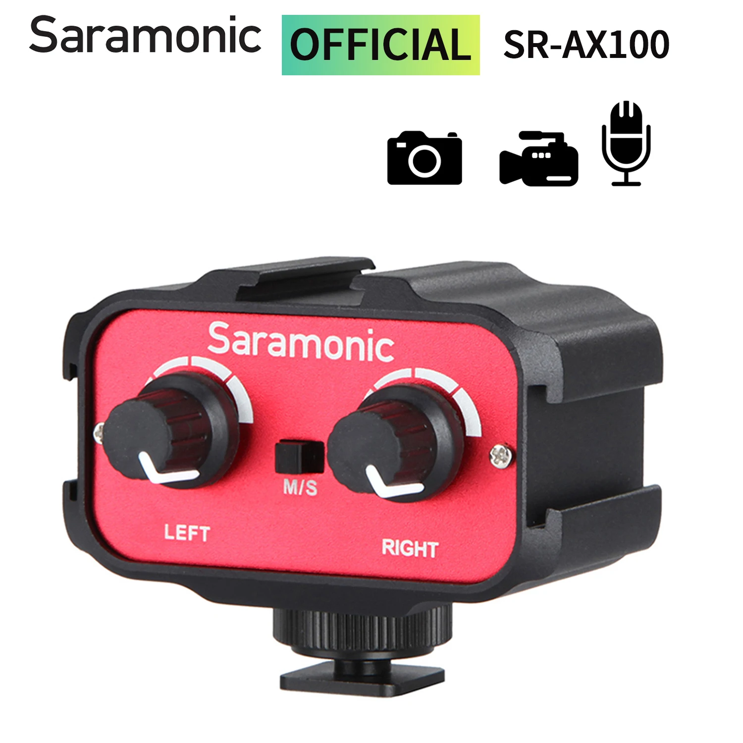 Saramonic SR-AX100 2-channel Microphone Audio Adapter Mixer for DSLRs Camcorder Canon Nikon Youtube Streaming Shooting Videos