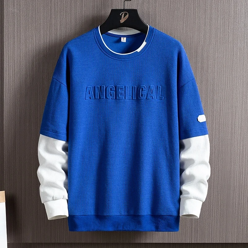 

Hip Hop Oversize 4XL Loose Skateboard Rock Sport Korea Fashion Mens Fake Two Piece Hoodies Sweatshirt For 2022 Autumn Spring