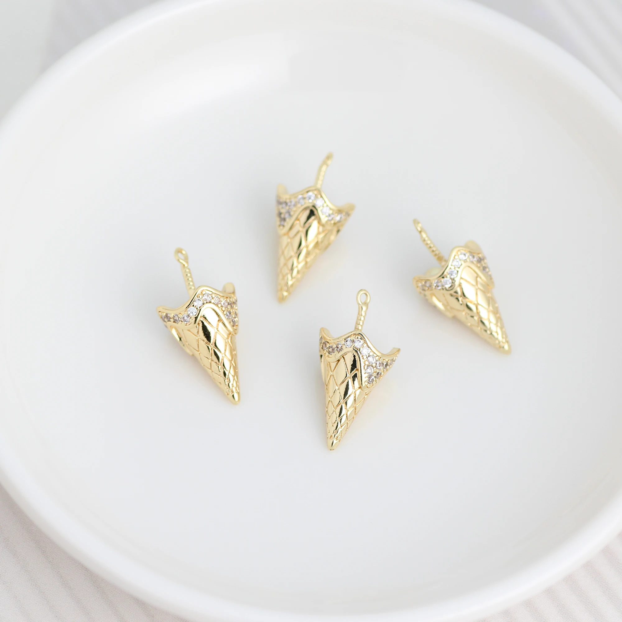 Латунные подвески с цирконом бусины полуотверстиями 18 К цвета шампанского